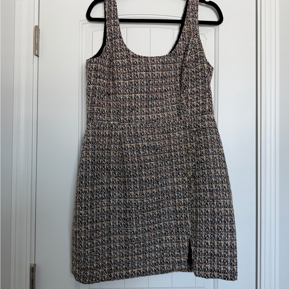 Gianni Bini Black and Cream Tweed Mini Dress